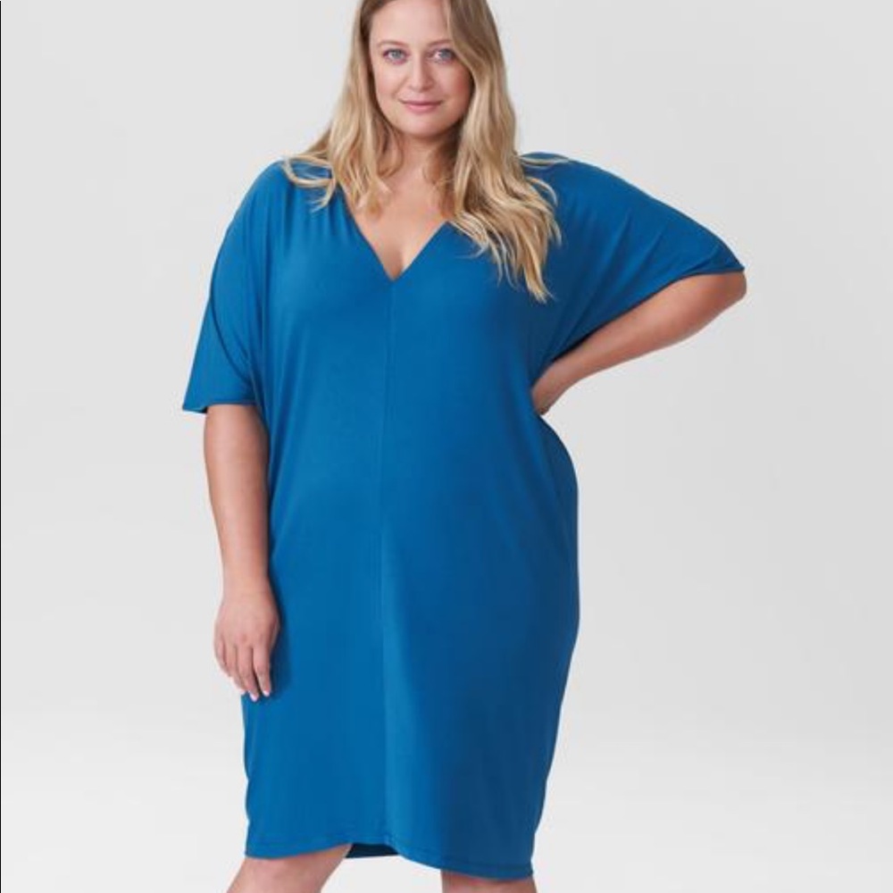 Universal Standard Teal Teresa V-Neck Dress -Small